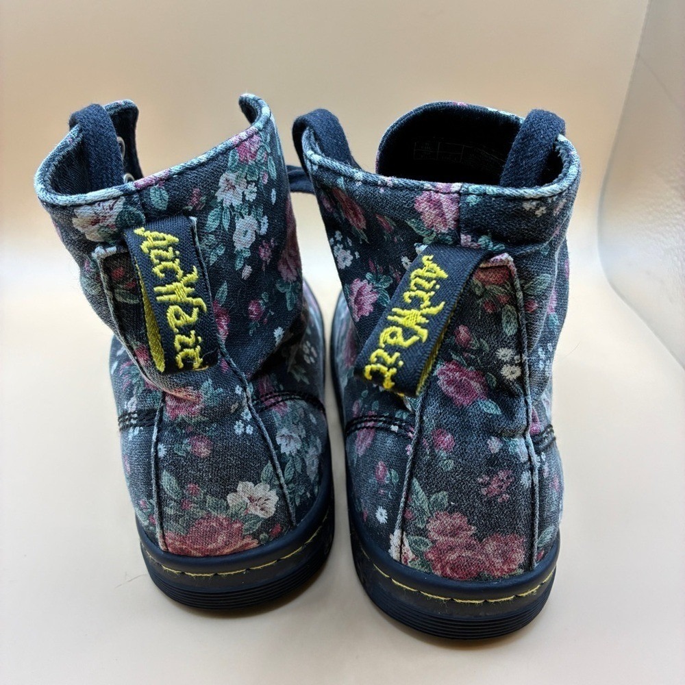 Dr Martens Womens Hackney 7 Canvas Floral Black Combat Boot Cottagecore Goth - Picture 3 of 12